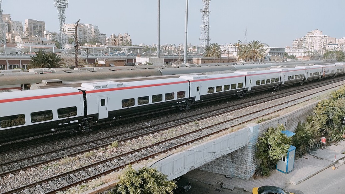 Modern Egyptian Railways Talgo train at a platform