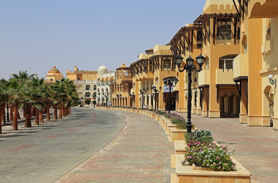 Stone resort buildings in Sahl Hasheesh